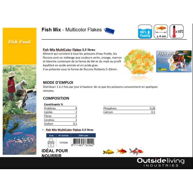 Fish Mix Multicolor Ubbink Aliments Poisson Flakes Litres