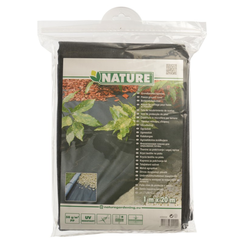 Feutre géotextile Nature polypropylène noir 50 g m² largeur 1 longueur 20 m